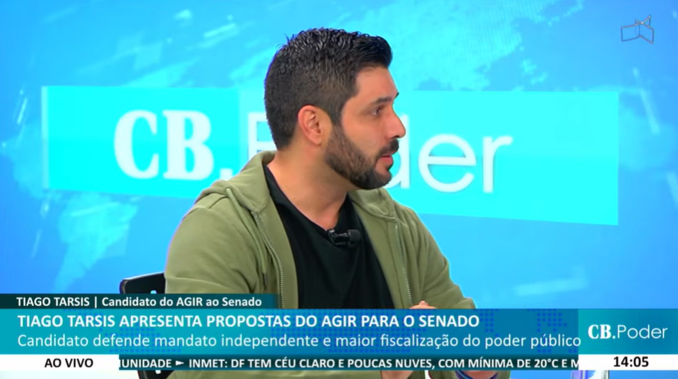 Tiago Tarsis apresenta propostas do AGIR para o Senado em entrevista ao CB.Poder